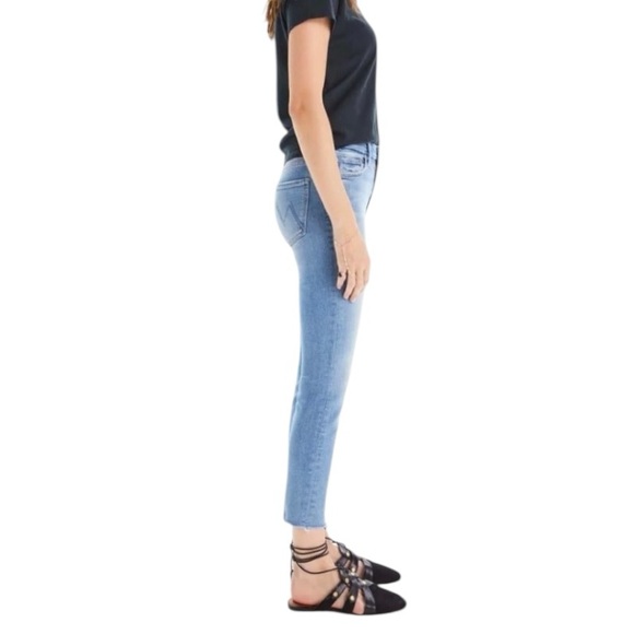 MOTHER High Waisted Looker Ankle Fray Au Revoir Light Wash Skinny Jeans Size 25